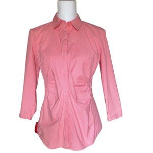 Lafayette 148 New York Size 4 Pink White Pinstripe Blouse